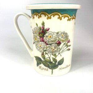 Kent Pottery Floral Porcelain Mug With Lid Rosa Novelliana Design 12 oz